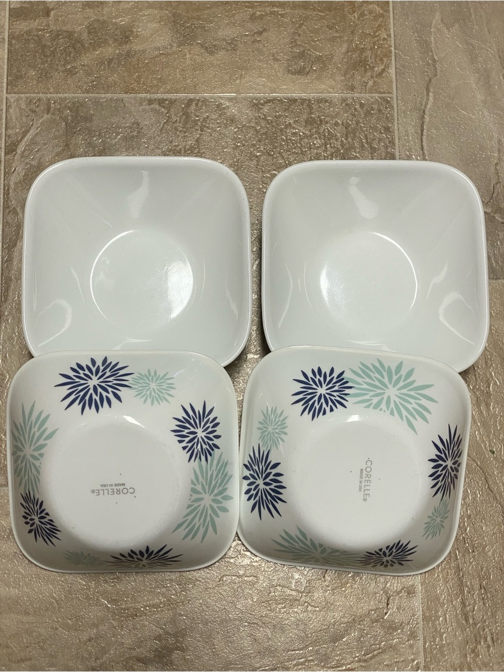 Set of 4 Corelle Dahlia Square Bowls